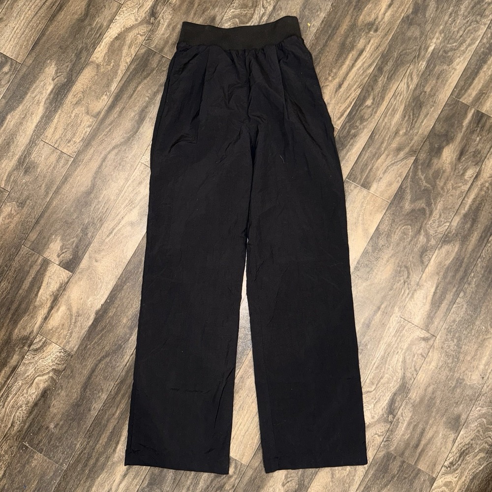 ZARA Pleated Elastic Waist Nylon Baggy Sweatpants Women's Size XS Black Casual